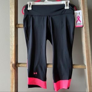 Under Armour Black and Pink Crop Leggings